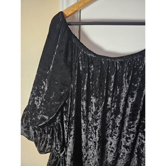 Black Velvet 3X Top Peasant Rennaissance Bell Sleeve Plus Dark Romantic Gothic - Picture 2 of 5